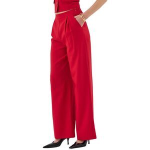 Extro&Vert Womens  Wide Leg Co-Ord Trouser, Red